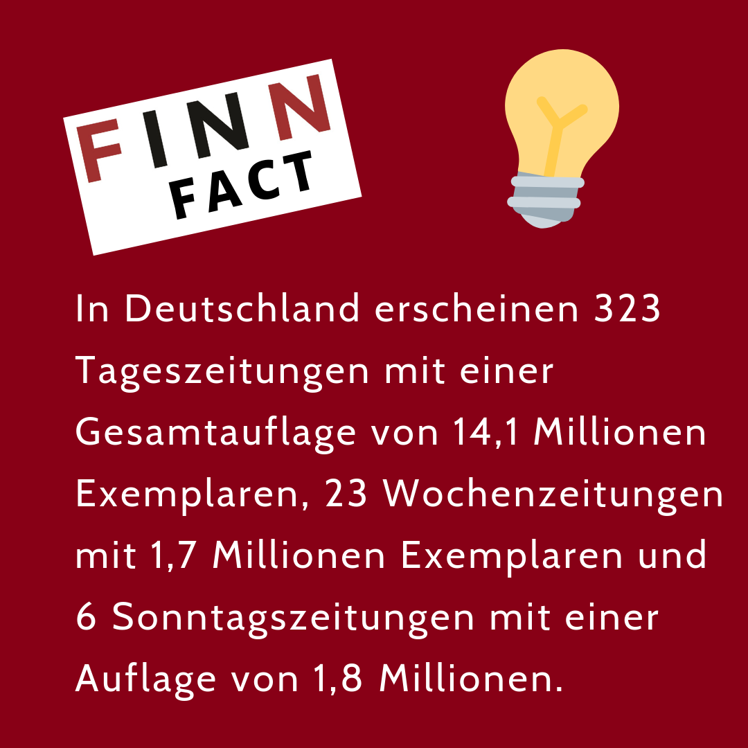 Eine rote Glühbirne mit der Aufschrift „Finn Fact“.	